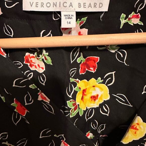 Veronica Beard Silk Floral Kiona Blouse Size 14 Vneck Peplum - Picture 4 of 8